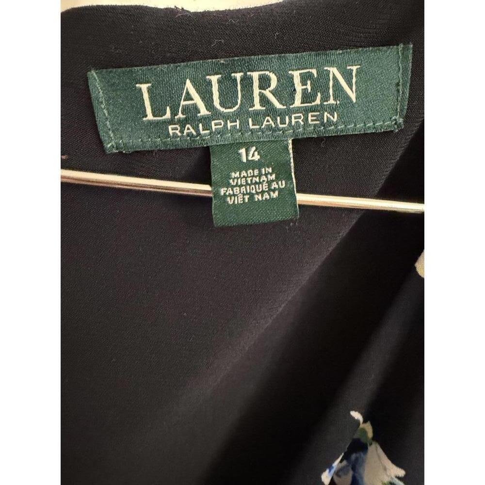 Lauren Ralph Lauren floral jersey wrap-style dress in navy blue - Picture 5 of 8